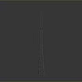 Electricity Pylon 3D Model With Metal Structure And Cross Arms On Gray Background