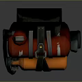Practical Household Backpack Style Tool With Red Canisters Orange Parts Black Straps And Green Ends