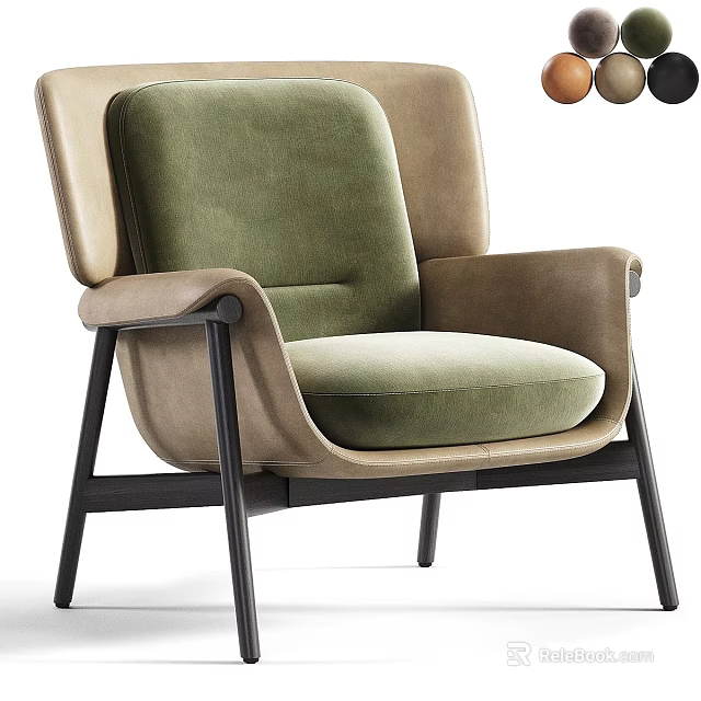 Modern Upholstered Accent Chair With Multiple Color Options And Metal Frame Design 3d model 