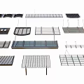 Various Modern Sunshade Styles With Metal Frames Mesh Panels and Support Structures 3d model