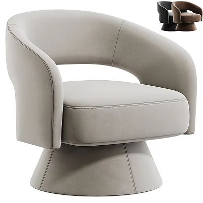 Modern Light Gray Single Sofa with Curved Armrests and Unique Base Design 3d model