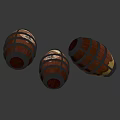 Industrial Factory Interior Featuring Wooden Storage Barrels With Metal Hoops