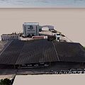 Industrial Building Complex With Solar Panel Roof And Surrounding Vehicles 3d model