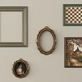 Decorative Picture Frames In Various Shapes Colors With Art Prints And Portrait