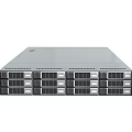 Rackmount Server with Gray Enclosure Featuring Multiple Drive Bays and Ventilation Slots