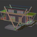 Modern Overhanging Residential Building With Unique Wooden Frame Green Roof And Glass Railings