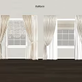 Beige And White Curtains With Valance For Indoor Home Windows Drapes