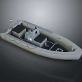 Modern Inflatable Boat With Black Seats Control Console And Light Colored Hull 3d model
