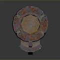 Ancient Tube Shaped Weapon With Reddish Brown Textured Surface And Wooden Handle