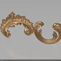 Elegant Plant Leaf Carving In Gold With Intricate Curved Patterns On Black Background