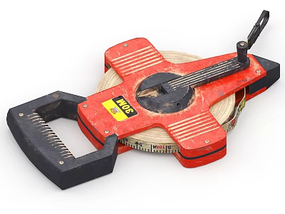 Red And Black Handheld Steel Tape Measure Hardware Tool With KING Label Reel Design 3d model