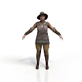 Man In Historical Costume With Decorated Vest Hat Brown Pants And Leather Boots Arms Outstretched