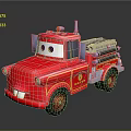 Red Electric Toy Fire Truck with Cartoon Eyes and Fire Department Logo