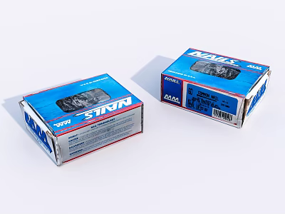 Blue and White NAKIS Brand Daily Necessities Packaging Boxes with Product Images and Barcodes 3d model
