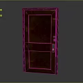 Rustic Brown Swing Door With Metal Handle And Secure Lock Mechanism Design