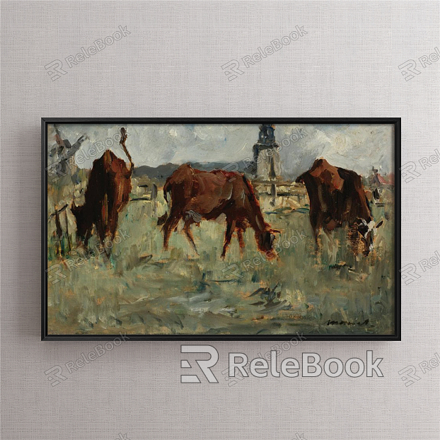 Modern Oil Painting Green Commercial Space Animal model