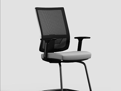 Modern Office Chair With Mesh Back Black Frame And Light Gray Cushion 3d model