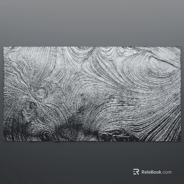 Abstract Painting with Dynamic Swirling Textured Patterns in Monochrome Design 3d model 