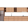 Modern Kitchen Interior With Wooden Cabinets Refrigerator Sink And Countertop