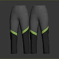 Gray Athletic Sports Pants With Neon Yellow Side Stripes For Active Wear