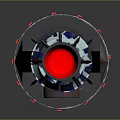 Futuristic Long Rod Weapon With Spiked Top Black Red Design And Metallic Finish