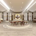 Elegant Modern Boutique Store Interior With Display Shelves Round Decor And Wooden Floor