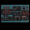 Functional Desk With Teal And Black Control Panel Featuring Buttons Gauges Knobs And Indicators 3d model