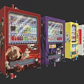 Colorful Vending Machines In A Row With Various Beverages And Designs