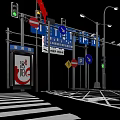 Urban Road Facilities With Road Signs Traffic Lights Direction Signs Pedestrian Crossings And Street Lamps