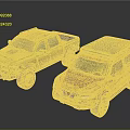 Military Green Blazer Force Truck And Orange Leopard Print SUV With Gray Roof