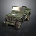 Vintage Green Military Jeep Featuring White Star Emblem Open Top And Classic Off Road Tires