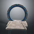Decorative Circular Archway Structure With Blue Accents And Stone Steps Base 3d model