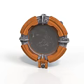 Round Industrial Mechanical Component With Orange Metallic Ring And Dark Panel