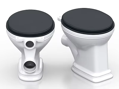 Modern Two Piece Toilet With White Ceramic Body And Black Seat Cover 3d model