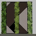 Living Plant Wall With Lush Green Foliage On Brown And White Striped Wooden Background