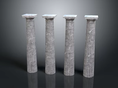 Four Fluted Marble Columns With Classical Design Against Dark Background 3d model