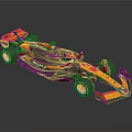 McLaren Black And Orange Race Car With Sponsor Logos And Colorful Wheels
