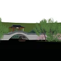 Weeping Willows Along Lake Shore With Stone Bridge Pavilion Boat And Pink Blossoms Reflections