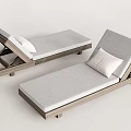 Modern Lounge Chair with Wooden Frame Gray Cushion and Comfortable Pillow
