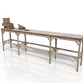 Rustic Vintage Wooden Workbench With Old Tools And Equipment On Top
