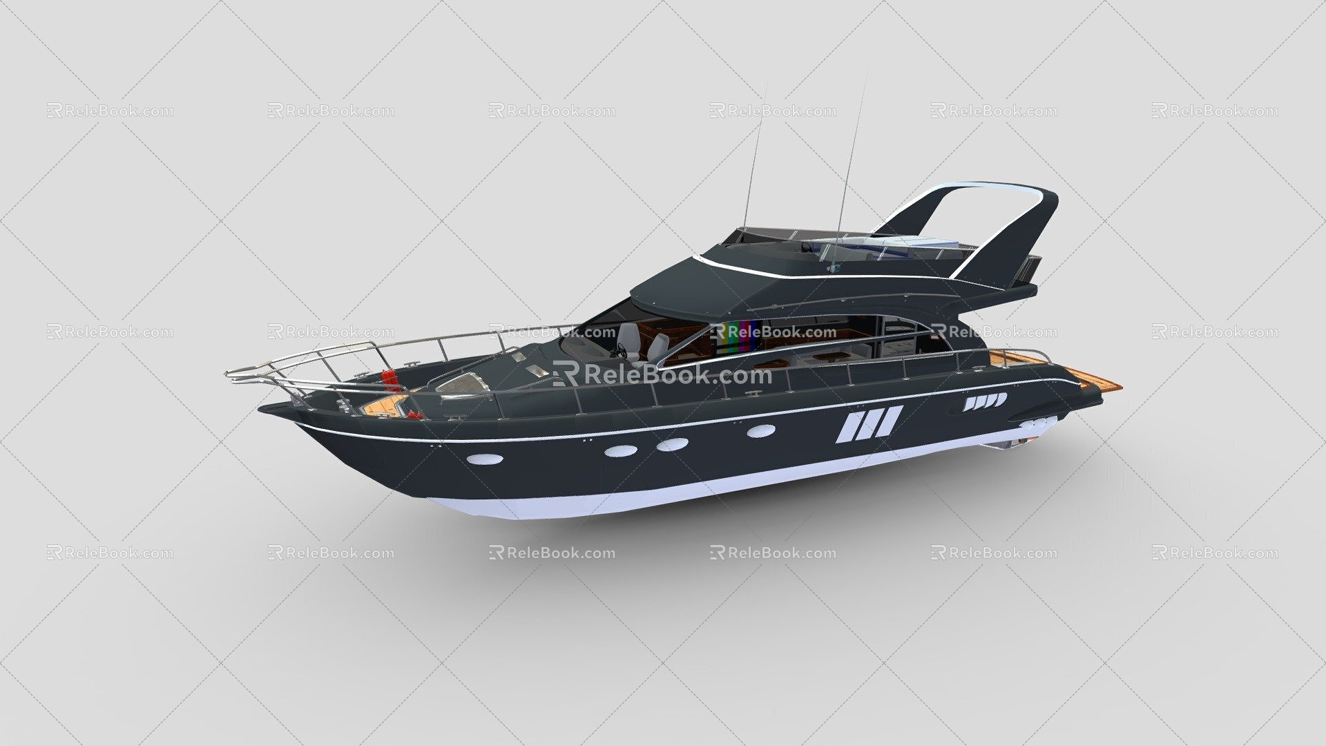 Yacht with interior 3d model