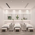 Modern Style Beauty Hair Salon Interior With Reception Desk Product Shelves And Styling Chairs