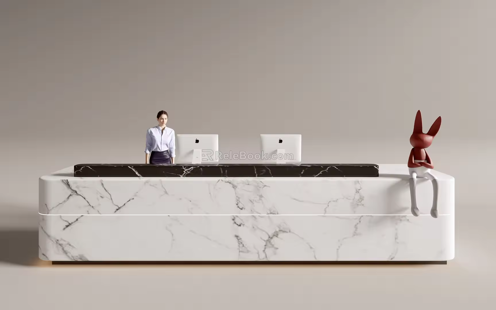 Modern Company Reception Area Bar Reception Desk 3d model
