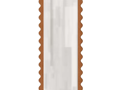 Modern Wall Mounted Mirror With Brown Scalloped Edge Frame For Home Decor 3d model