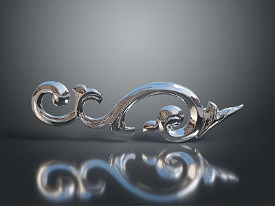 Elegant Silver Decorative Metal Home Accessory With Intricate Curved Scroll Design 3d model