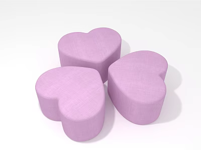 Heart Shaped Pink Upholstered Sofa Stools For Living Room Decorative Use 3d model