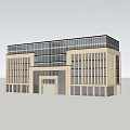Modern Office Building With Glass Curtain Wall Stone Facade And Multi Story Entrance Design