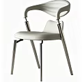 Modern White Dining Chair With Leather Seat And Sleek Metal Legs
