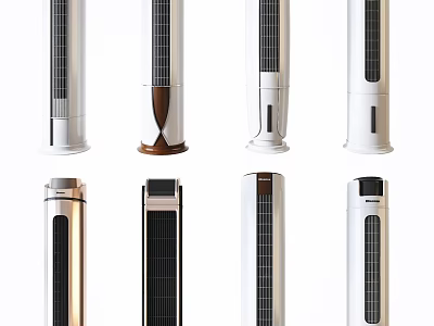 Modern Tower Air Cooler Fans With Various Styles White Black And Wooden Base 3d model