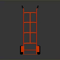 Red Hand Truck with Black Wheels Metal Frame Structure and Platform Base